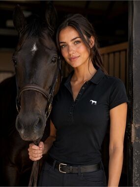 Aerion Layla Polo black Womens Small stretch cotton Equestrian